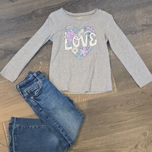 OshKosh B'gosh Gray Long Sleeve Shirt with Love Heart Design